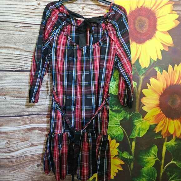 Draper James bow back dress women's small plaid NWT - Picture 1 of 8